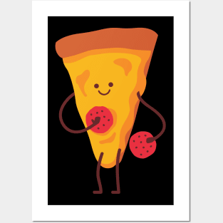 Cartoon Pepperoni Cute Pizza Slice Posters and Art